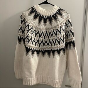 H&M Oversized Black and White Crew Neck Sweater